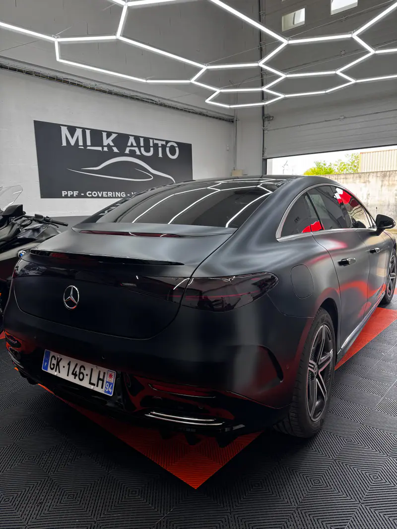 Mercedes EQE, Protection complète PPF satiné + céramique 24 mois + feux teintés